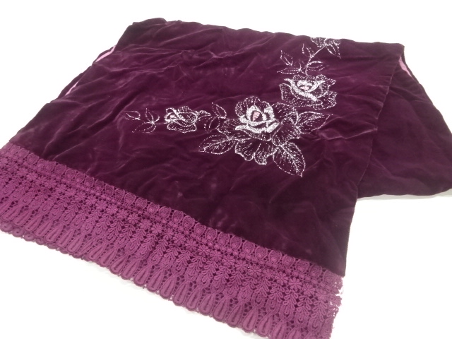 JAPANESE SHAWL / VELVET / LACE / EMBROIDERY / FLOWER
